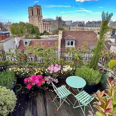 Apartman Rooftop Triplex With Garden At Notre Dame Párizs